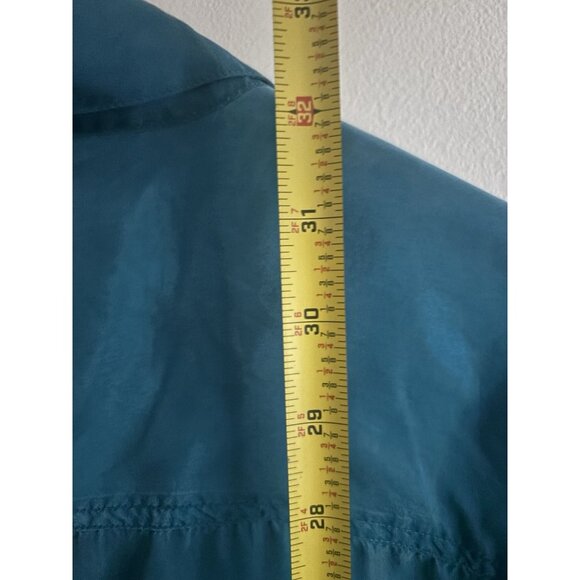 Vintage 100% Silk Turquoise Button Up Shirt Men’s Size Large Thin 90s - Picture 7 of 9